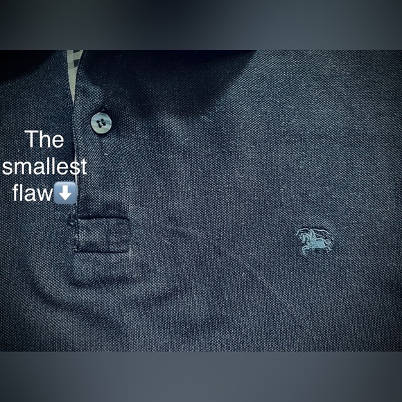 Mens BURBERRY Upscale Polo🐴Navy/ Nova Check Details & sleeve LOGO🔥20.5”p-p-MED - Picture 15 of 16